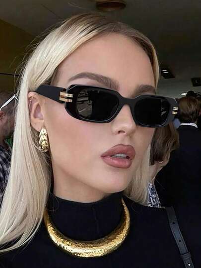 1 Piece Square Fashion Glasses, Summer, Woman, Glasses, PC Material Lightweight And Comfortable, Y2K Style, Back To School Season, Holiday Essential, Travel Essentials, Suitable For Beach Party, Street Wear, Selfie.