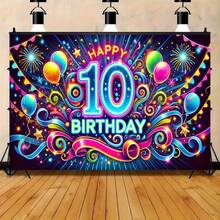 2D Flat, Perfect For Birthday Decor & Camera Shooting, Polyester, Happy Birthday Elements Background Cloth, Suitable For Indoor/Outdoor Party, Photography, Home Decor, Garage Door Display, No Electricity Required, Birthday Party Decoration