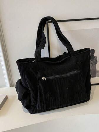 1 st bokstavslappdekoration enfärgad stor kapacitet manchesteraxelväska flera fickor shoppingväska mors dag-present till mamma, hopfällbar väska för skolan, jobbet, reseskolväska för examen, tonårsflickor, förstaårsstudenter, andraårsstudenter, tredje och sistaårsstudenter på högskola, universitet och gymnasium, perfekt för utomhusbruk, perfekt matchande med höstkläder för kvinnor