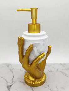 1 Stück eleganter goldfarbener Fingerabdruck Seifenspender aus Harz - quecksilberfrei, freistehender Pumpspender für Lotionen mit strukturiertem Design, ideal für Badezimmer und Küchendekoration, Seifenpumpe | Einzigartiger Spender | Harzstruktur, Seifenspender Badezimmer (10,82oz/320ml)