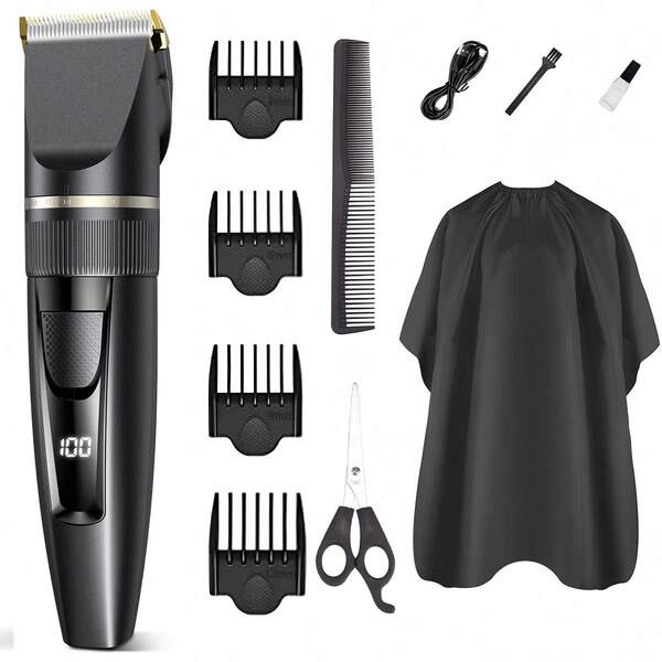 ShenFire Hair Clippers Men, Professional Hair Clippers With LCD Display, Cordless Beard Trimmer Barber Shavers Rechargeable Hair Cutting Kit With 4 Comb Guides