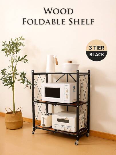 A Multi-Layer Floor-Standing Folding Rack Three-Layer Four-Layer Five-Layer Bookshelf Storage Rack Storage Trolley Storage Rack With Adjustable Shelves And Foldable Design For Compact Apartment Living, Dorm Room Organization, Kitchen Pantry, Laundry Room, Office Documents And Toy Storage; Modern Minimalist Metal Frame, Space-Saving Vertical Organizer, Easy Assembly, Mobile Rolling Trolley Option, Sturdy Load-Bearing Shelves, Versatile Home Decor Solution And Ideal Gift For Back-To-School, Autumn Refresh, Holiday Home Organization, Small Space Maximizing, Entryway And Balcony Use