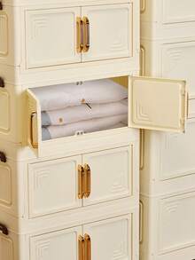 1 szt. 50 cm/19,69 cala szerokości składana szafka do przechowywania, szafa do przechowywania, składana szafa z podwójnymi drzwiami, 1-6 warstw (opcjonalnie), pogrubiona szafka do przechowywania z podwójnymi drzwiami i kółkami, regał do przechowywania w domu, nie wymagający montażu, plastikowa składana szafka do przechowywania ubrań i zabawek