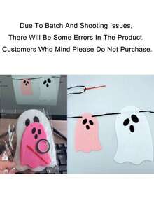 Spooky Pink & White Felt Garland White Pink Ghost Garland Felt Ghost Banner For Haunted House Fireplace Indoor Outdoor Halloween Party Decorations Supplies,Christmas Indoor/Outdoor Decor
