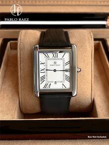 Pablo Raez 1 Piece Vintage Men's Watch Original Charming Silver Jewelry Non-Fading Watch Stainless Steel Fashion Design Beach Accessory Top Brand New Men's Summer Watch 50 Meters Waterproof Roman Numeral Display With Date Casual Quartz Watch Brown Microfiber Leather Bracelet Calendar White Dial Men's Luxury Watch