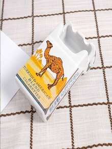 1个创意时尚骆驼造型陶瓷烟灰缸，便携独特迷你家居办公装饰礼品，吸烟配件，香烟盒（烟盒材质为陶瓷，易碎品，运输过程中可能损坏。如果您介意，请勿购买或给予差评。） - 彩色 - 查看 2