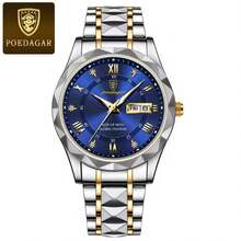 POEDAGAR Top Brand Luxury Men's Wristwatch, Waterproof, Luminous, Date Display, Day Of Week Display, Stainless Steel Automatic Quartz Men's Watch, Suitable For Men, Birthday Gift, Father's Day Gift, Lover's Gift, Business Partner Gift, Souvenir, Halloween Gift, Christmas Gift - Multicolor - View 10