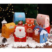 Boîte de pomme de Noël, boîte cadeau créative avec bonhomme de neige et cerf, portable pour enfants, boîte à biscuits et bonbons, cadeau de Noël, avec ornements de Noël gratuits (couleur aléatoire)