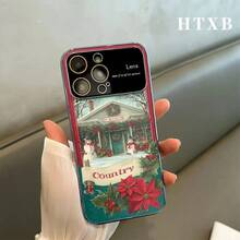 Funda protectora AG Matte Large Window 2 en 1 con diseño de flores rojas y verdes. Pantalla AG Frosted Large View Window 2 en 1 para phone 17, 17 Pro, 17 Pro, 16 Pro, 16 Pro, 16 Plus, 16, 15 Pro, 15 Pro, 15 Plus, 15, 14 Pro, 14 Pro, 14 Plus, 14, 13 Pro, 13 Pro, 13, 12 Pro, 12 Pro y 12 Series - Plateado - Ver 5