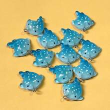 10/20 件圣诞节可爱蓝鲸鲨吊饰，树脂海洋动物吊坠，适合 DIY 珠宝制作、手链项链钥匙扣、节日礼物工艺用品 - 藍色 - 查看 2