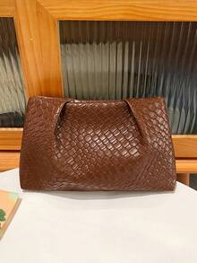 New Fashion Solid Color Clutch, Pleated Cloud Bag, Solid Color Casual Envelope Bag, Cosmetic Bag, Travel Accessory Bag, Inner Liner Bag, Toiletry Bag, Storage Pouch - Brown - View 6