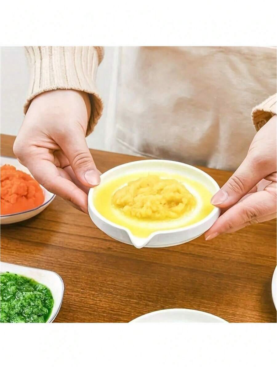 1pc Ceramic Food Grinder With Brush, Multi-Functional Ceramic Potato Masher, Manual Ginger Garlic Carrot Grinder Tool, Kitchen Gadget - White - View 1