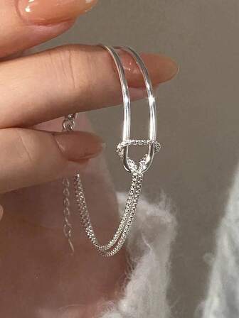 1pc 925 Sterling Silver Twisted Bracelet, Luxury Everyday Jewelry For Women, Elegant & Versatile, Suitable For Valentine's Day, Birthday, Party And Daily Wear