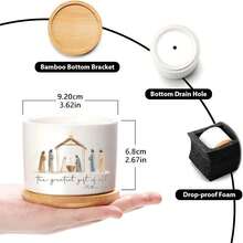 Vase de jardin Le plus beau cadeau de tous - Pots de plantes décoratifs de Noël, jardinières et accessoires Scène de la naissance de Jésus avec des anges et des bergers, idéal pour la décoration intérieure et extérieure, cadeaux uniques pour les amateurs de plantes