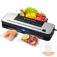 Senmeo 2025 Powerful Vacuum Sealer Machine | Compact Design | One-Touch Automatic | Seal In 10-20 Seconds | Dry, Moist, Wet, And Cold Modes | With 10 Vacuum Bags & Built-In Cutter (Grey) - US A Type Plug(110-127V) - View 13