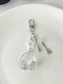 1 件男女通用新款 Ins 风格音乐耳机形钥匙扣，创意迷你麦克风吉他音符配件，独特的音乐爱好者礼物，适用于手机、包、汽车钥匙包挂绳，带身份证夹汽车配件包饰 - 彩色 - 查看 4