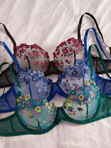 女士性感内衣三件套，混色，性感大胆女士文胸套装 - 彩色 - 查看 2