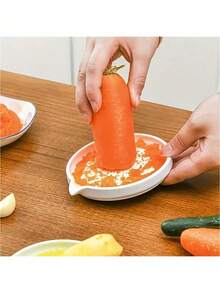 1pc Ceramic Food Grinder With Brush, Multi-Functional Ceramic Potato Masher, Manual Ginger Garlic Carrot Grinder Tool, Kitchen Gadget - White - View 3