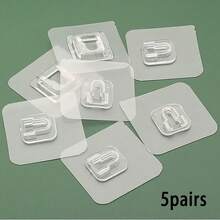 3/5/8/10pairs Multipurpose Wall-Mounted Power Strip Holders - Utility Hooks With Transparent Interlocking Buckles, Strong Adhesive Fasteners, And Reusable Plastic Sticky Pads For Easy Bathroom And Door Organization - No-Drill Installation And Space-Saving Design