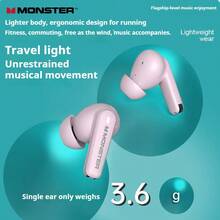 Monster XT02 真无线蓝牙耳机，带主动降噪功能，轻巧入耳式音乐、游戏和运动耳机（中文包装） - 白紫 - 查看 4