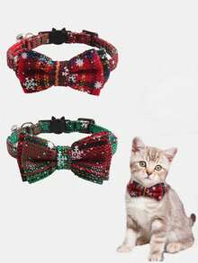 Christmas Cute Pet Collar - Snowflake Bowknot - Dog Collar - Cat Collar - Detachable Bowknot Design - With Small Bell