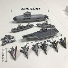 Military Series Aircraft Carrier Battle Group Kit, Learning Military Knowledge, Nuclear Submarine Can Launch Missiles, War Ship Can Launch Fighter Jets, Children Toys, Christmas Gift - Multicolor - View 12