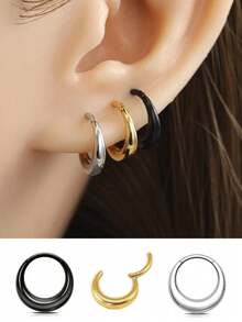 1pc Hypoallergenic Stainless Steel Nose Septum Ring, Conch Piercing Jewelry, Suitable For Cartilage, Helix, Tragus, Lobe Piercing, Unisex Daily Wear - 1 Pc - View 5