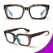 NEW-VISOONE Chunky Square Blue Light Blocking Glasses With Anti Computer Glare For Working Women Men MONTANA - 可可烏龜 - 查看 3