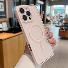 1 pièce Étui de téléphone magnétique en acrylique de couleur unie rose compatible avec Apple 16 Pro Max, 11/12/13/14 Plus, XR/7/8 Plus, 15 Pro Max, 17/17 Ari/17 Pro Max. Nouveau cadeau de base pour le printemps et l'anniversaire - Rose bonbon - Voir 2
