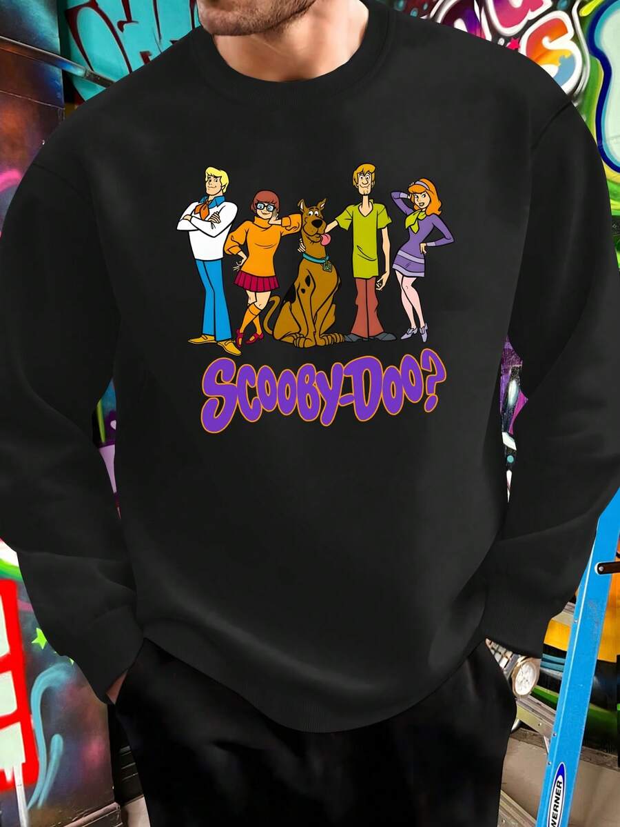 Warner Bros. 1 Regular Crew Neck Sweatshirt Featuring Scooby- Doo And Friends, Men's Crew Neck Loose Fit Long Sleeve Sweatshirt, Women's Loose Fit Sweatshirt, 100% Polyester (250g)