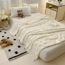 Manta de forro polar, elegante, acogedora, ligera y lisa, ideal para sofá, cama, hogar, oficina, viajes y más. - Blanco - Ver 7