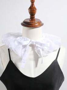 1 pezzo Colletto elegante da principessa in stile casual alla moda, bianco/nero, con motivo floreale trasparente e volant, adatto per abiti, feste, uscite e abbinamenti - Multicolore - Visualizzare 2