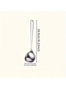 6pcs Stainless Steel Spoons With Thick And Long Handles, Suitable For Scooping Various Delicacies Such As Soup And Hot Pot. They Are Perfect For Gatherings And Parties - 6件 - 查看 5