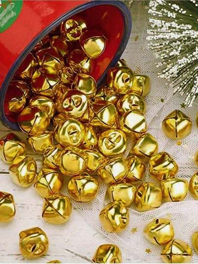 50 pingentes de sinos de Natal, mini sinos de metal, sinos em cruz, artesanato faça você mesmo, árvore de Natal e decoração de feriado, sinos de Natal