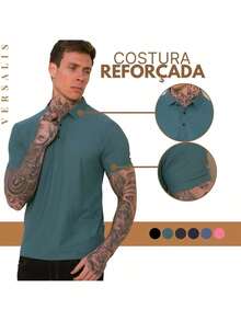 Kit 03 Premium Polyamide Polo Shirt Men's Shirt With Collar And Button Breathable Fabric - 海軍藍/鋼藍色/綠色 - 查看 5