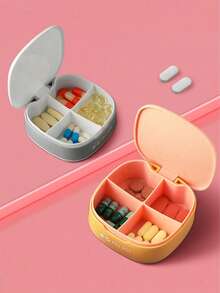 1pc Square Pill Box With Printed Leopard Letters "Cna" Nurse Theme, Four Compartments Portable Pill Storage Pill Box, Mini Storage Box, Portable Jewelry And Medicine Box, Personalized Creative Gift With Letter Logo, Suitable For Travel, Outdoor Activities, Bags, Pockets, Unique Design Decorative Travel Storage Box, Medicine Storage Box