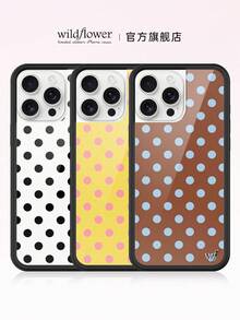 Black And White/Brown/Yellow Polka Dot Phone Case Compatible With Apple 16/15/14/13/Pro/Max/Plus Hard Shell Full Protection Silicone Shockproof Fashion WF - 粉紅色波點 - 查看 3