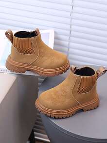 1 par de botas de tobillo para niños con suela suave antideslizante y punta redonda, casuales y de moda, adecuadas para otoño/invierno - Marrón - Ver 6