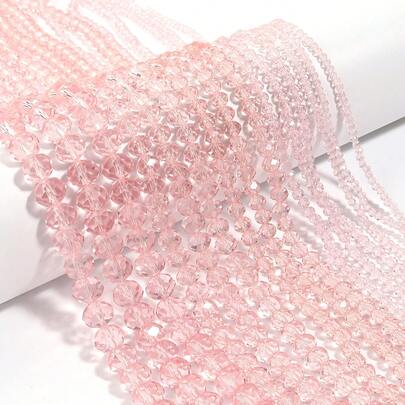 1 件 3/4/6/8/10 毫米透明粉色刻面玻璃水晶珠、闪亮隔珠、时尚休闲百搭奥地利风格手工 DIY 串珠，适用于耳环/手链/脚链/项链珠宝制作/圣诞树装饰/节日装饰/婚礼装饰/窗户装饰/箱包和服装配饰