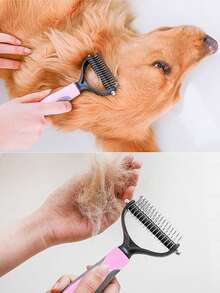 Escova eficaz para remoção de pelos de animais de estimação e pente desembaraçador para cães e gatos - Ferramenta profissional de higiene para remover nós e nós - Reduz a queda de pelos e promove uma pelagem saudável - Multicolorido - Ver 10