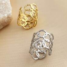 New 18K Stainless Steel Fashion Ring, The Opening Design Can Be Adjusted In Size - 9-prata - View 2
