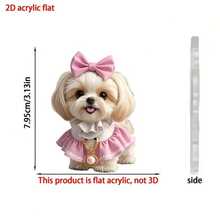 1pc Pink Acrylic Bow Cute Dog Decor Pendant, Suitable For Car Rearview Mirror, Home Room Decoration - Multicolor - View 4
