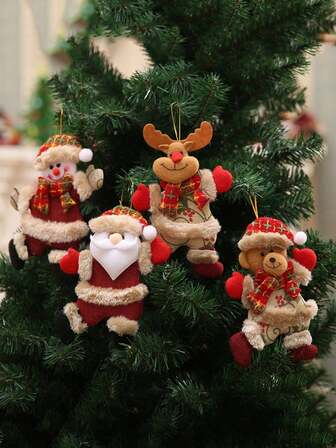 1pc Christmas Festival Decorative Puppet Pendants, Ute Santa Claus Snowman Reindeer Bear Pendants, Christmas Tree Accessories, Christmas Tree Decor Items, Christmas Tree Pendants, Suitable For Christmas Decor, Christmas Gifts, Christmas Tree Decor Festival Decor Items, Festival Gift-Giving