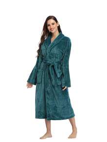 Szlafrok damski polarowy, pluszowy, ciepły, długi, polarowy, koszula nocna, bielizna nocna, puszysty, przytulny, ciepły, lekki szlafrok, szlafrok prysznicowy, długi szlafrok damski, bawełniany kimono, długi, dzianinowy, lekki, miękki, dzianinowy, bielizna nocna, dekolt w serek, swobodny, damski, strój domowy, szlafroki damskie