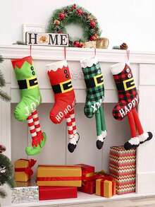 1pc Christmas Stocking Gift Bag Sock Decoration Prop Gift Bag Hanging Ornament High Heel Christmas Knee-High Sock Christmas Stocking Christmas Tree Decoration Sock Fireplace Party Christmas Dinner Decoration Gift Bag Home Decor Christmas Decorations Room Decor