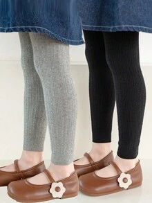 2pcs/Set Soft Toddler Girls' Leggings, Suitable For Newborns And Toddlers