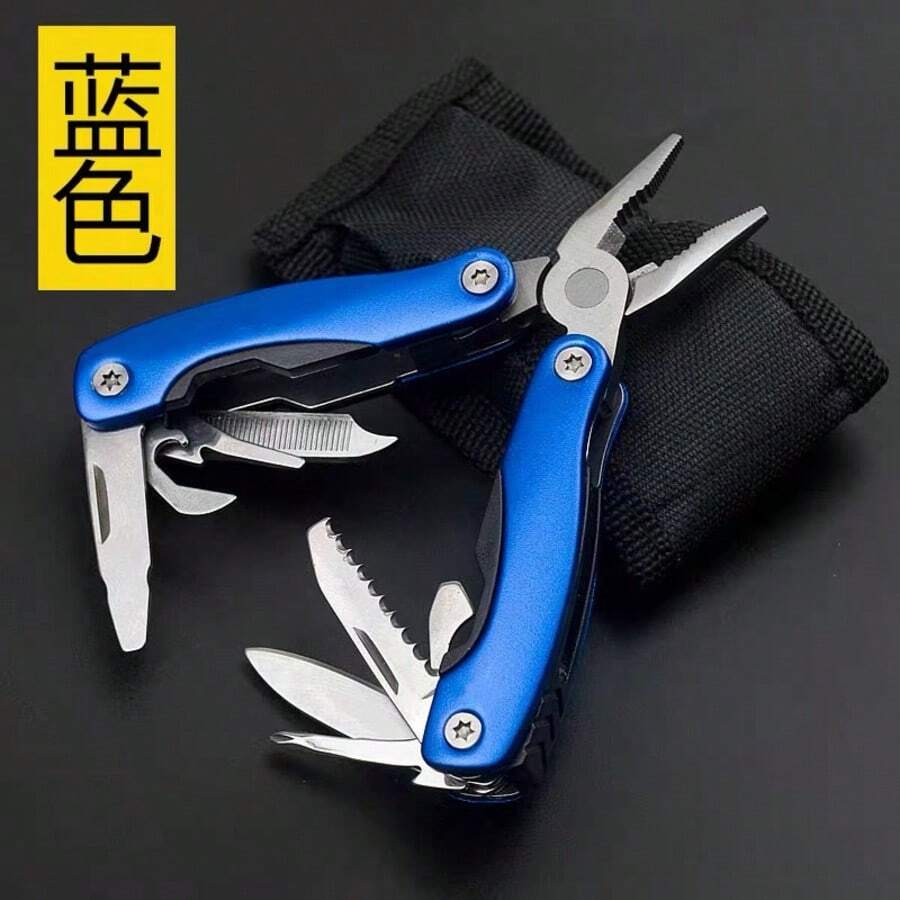 MULTIHERRAMIANTA,PINZA CON NAVAJA PLEGABLE,HERRAMIENTA MULTIFUNCIONAL,PINZA CON FUNDA - #9027PINZA AZUL - Ver 1