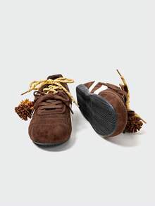 MASKERT 女士休闲鞋，女式复古绒面低帮系带德国训练鞋，柔软亲肤，轻便舒适 - 咖啡棕 - 查看 5