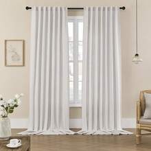 Sheer Curtains 84 Inches Long, White Curtains Living Room 2 Panels Set, Linen Curtains Window Privacy With Filtering (W52 X L84 Inch, Linen), Home Decor - 白色 - 查看 1