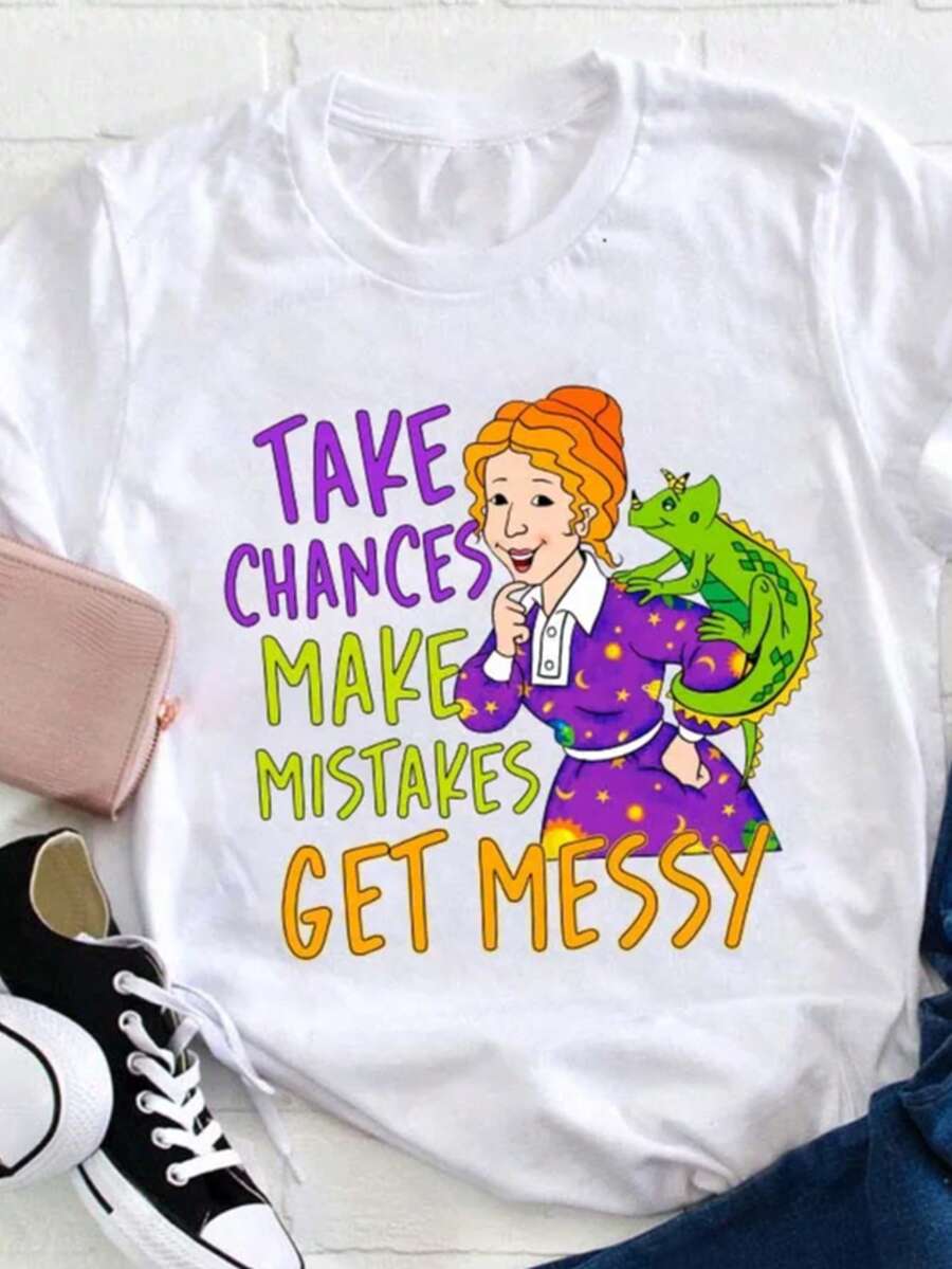 Crew Neck T-Shirt - Fashionable Womens Graphic Print T-Shirt - Casual Short Sleeve Crew Neck Top - Lightweight & Breathable For Spring & Summer Wardrobe - 白色1 - 查看 1